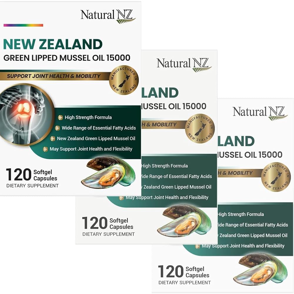Natural NZ Green Lipped Mussel Oil 15000 Joint Support - 120 Softgels