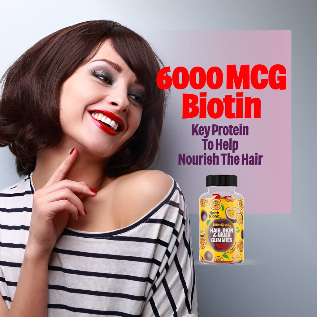 Youth & Tonic Biotin 6000mcg Hair Gummies with Collagen - 70 Count - image 4