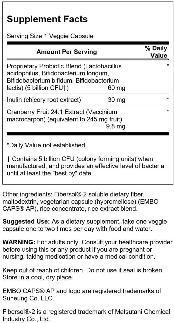 Swanson Cranberry Probiotic 5 Billion CFU - 60 Vegetarian Capsules - image 2
