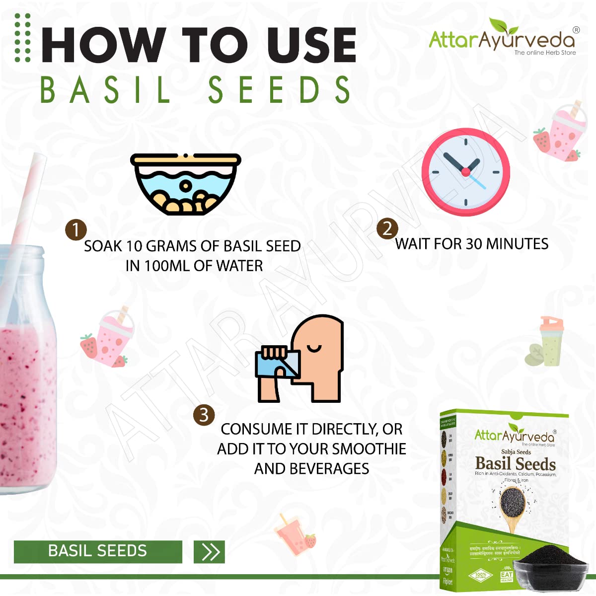 Attar Ayurveda Sabja Basil Seeds - 17.6 Ounce - image 6