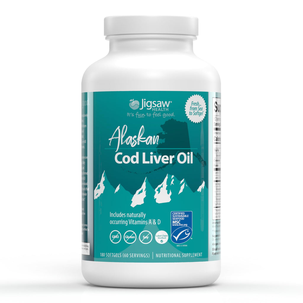 Jigsaw Health Alaskan Cod Liver Oil 900 mg Omega-3 - 180 Softgels