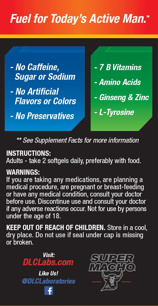 Super Macho Dietary Supplement with High Potency B Vitamins