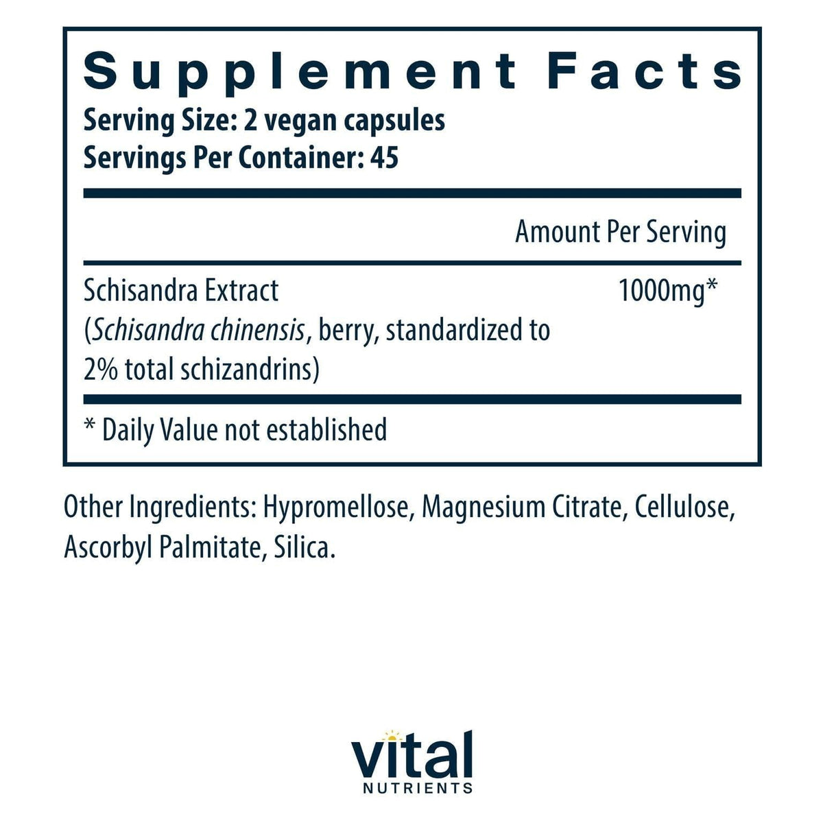 Vital Nutrients Schisandra Extract - 90 Vegetarian Capsules - image 2