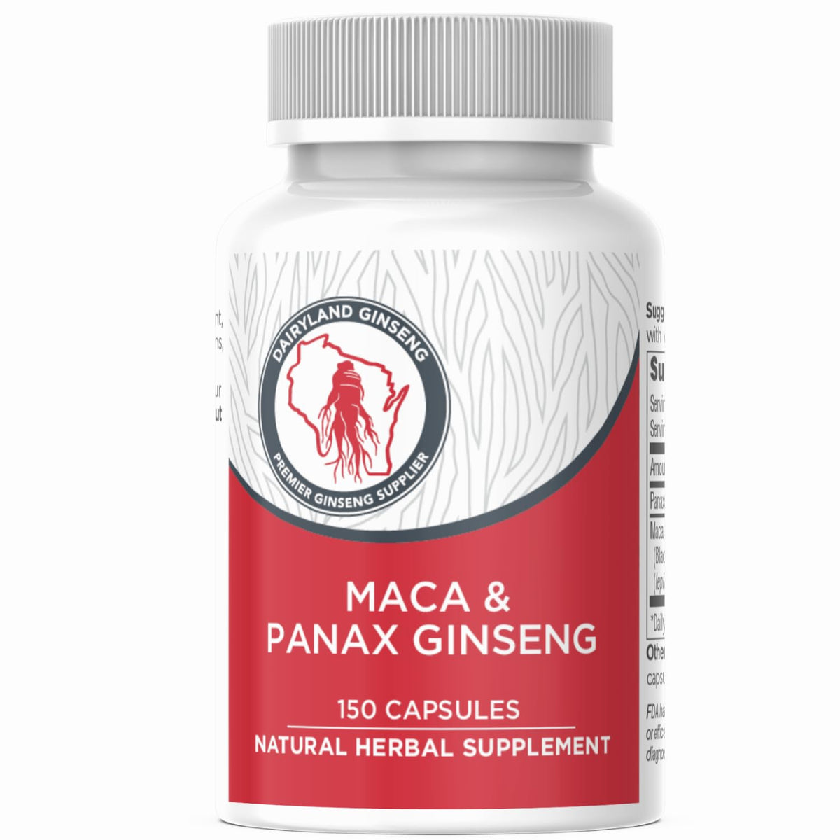 Dairyland Management Maca Root + Panax Ginseng Capsules - 150 Count