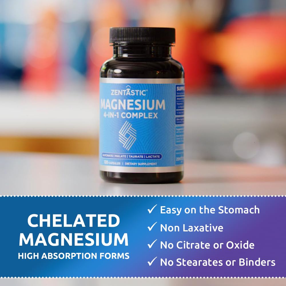 Zentastic Magnesium Complex 4-in-1 Supplement Chelated - 120 Capsules - image 4