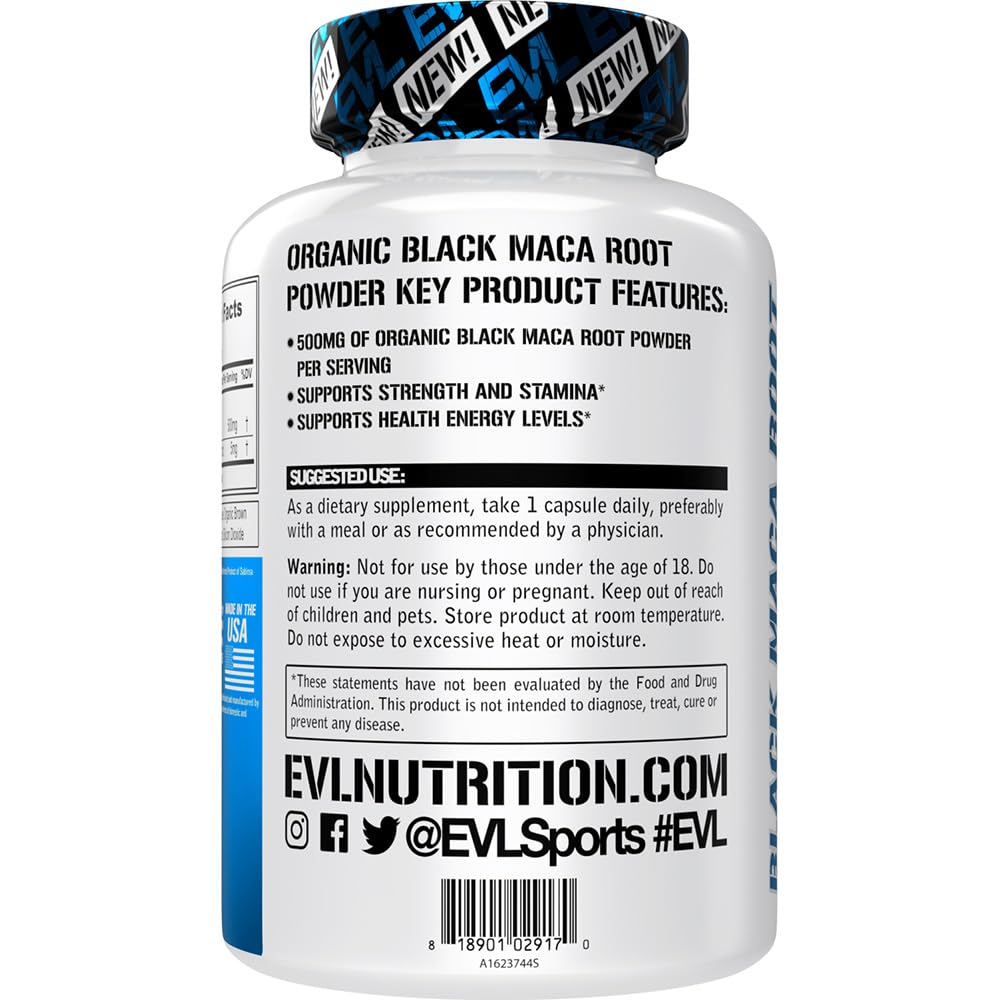 Evlution Organic Black Maca Root 500mg Energy Support - 60 Capsules - image 3