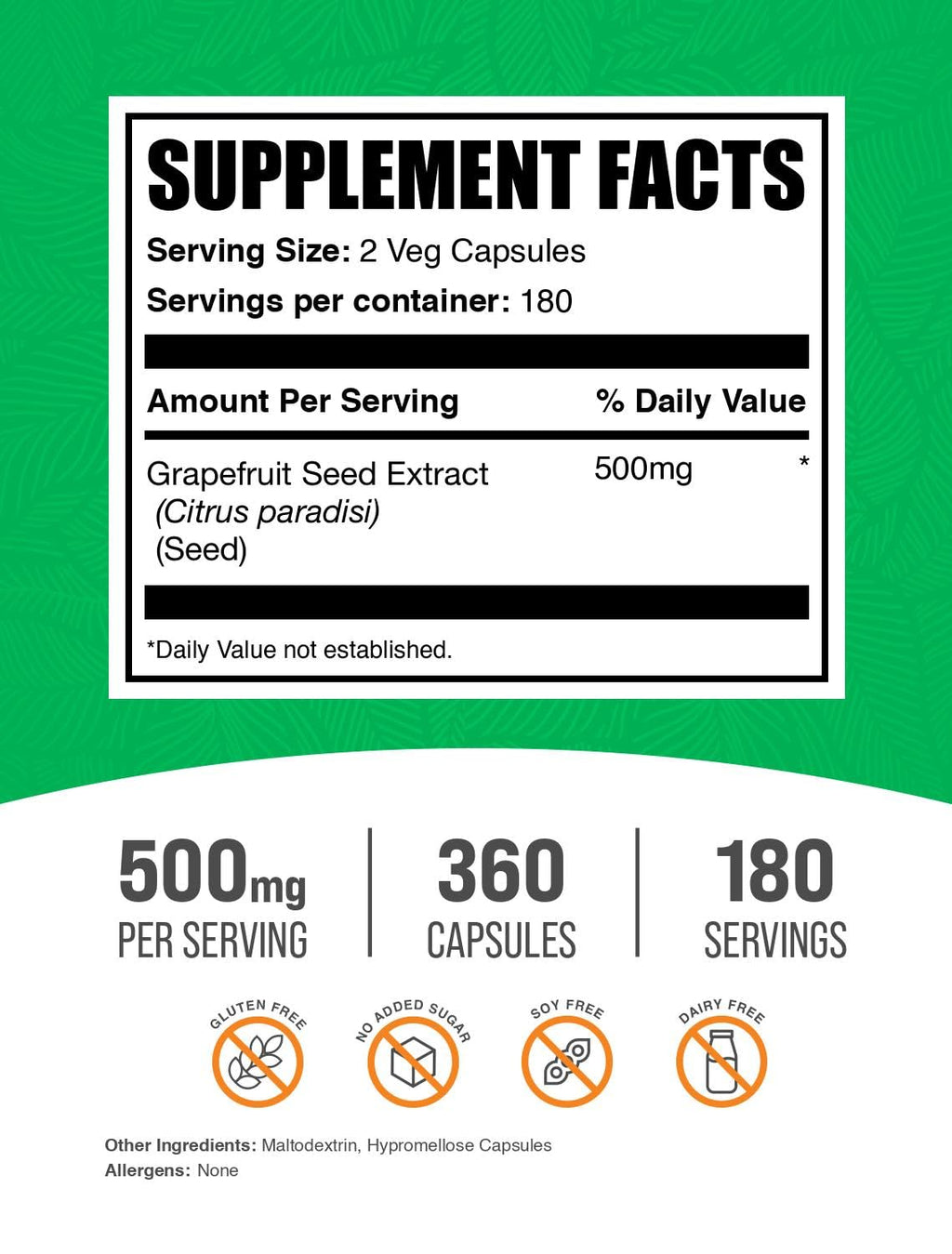BulkSupplements Grapefruit Seed Capsules Antioxidant - 360 Count - image 2