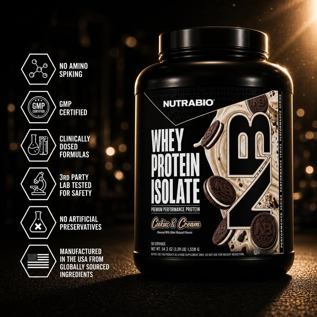 NutraBio 100% Whey Protein Isolate Protein Powder