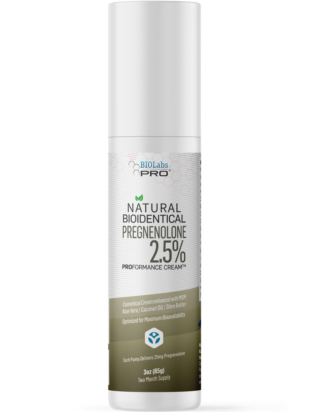BIOLABS PRO Pregnenolone Bioidentical Cream 2.5% - 3 oz