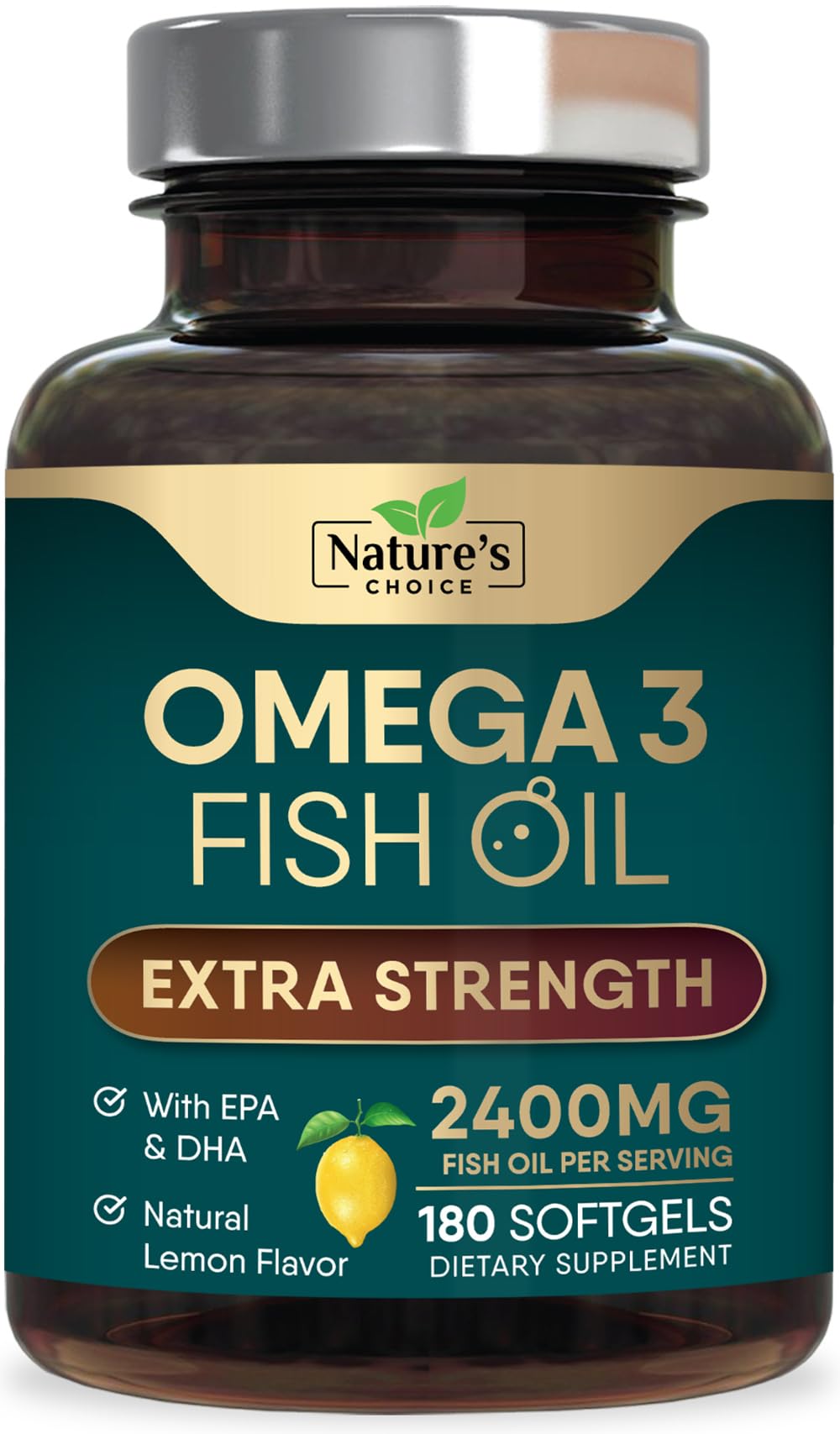 Nature's Choice Omega 3 Fish Oil Supplements - 2400mg Fish Oil Per