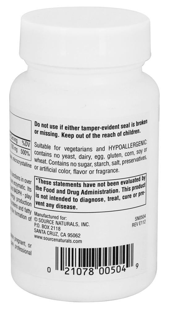 Source Naturals Niacinamide B-3 100mg Metabolic Support - 250 Tablets - image 3