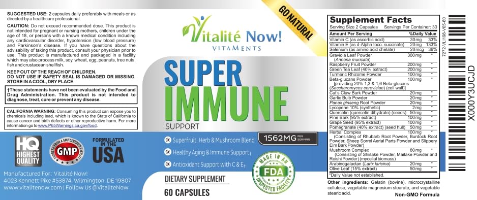Vitalité Now! Super Wellness Immune Booster with Quercetin - 60 Capsules - image 3