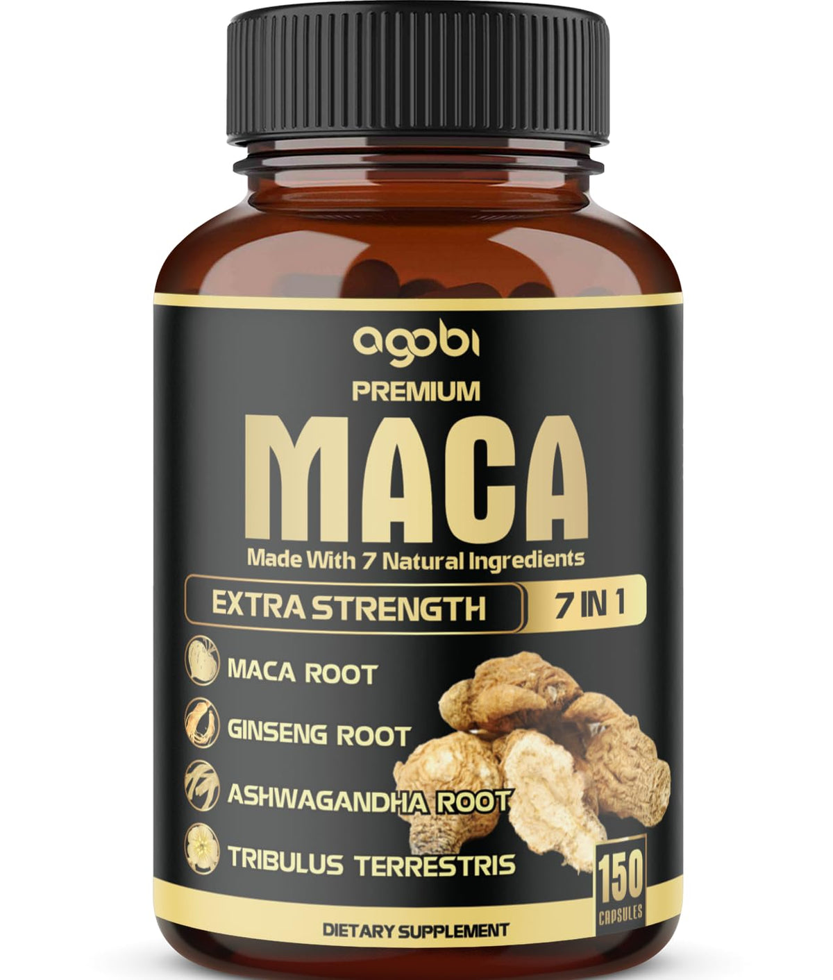 Agobi 7in1 Maca Root Capsules with Ashwagandha & Ginseng - 150 Count