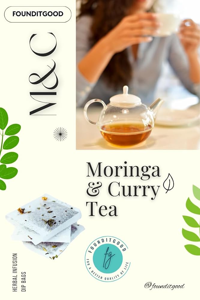 FounditGood Moringa & Curry Leaf Tea for Energy & Hair Health - 60 Tea Bags