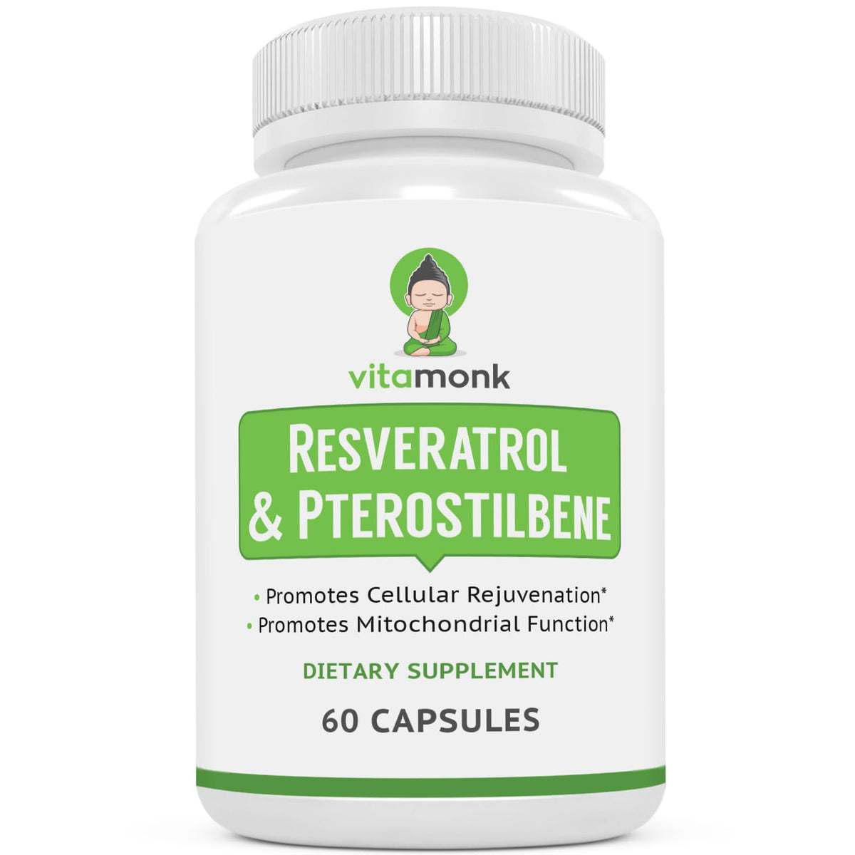 VitaMonk Trans Resveratrol with Pterostilbene - 60 Capsules
