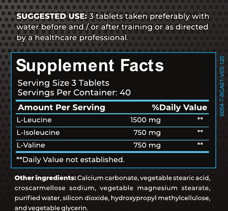 Hybrid Nutraceuticals Nutra BCAA 3000mg Branched Chain Amino Acids - 240 Tablets - image 5