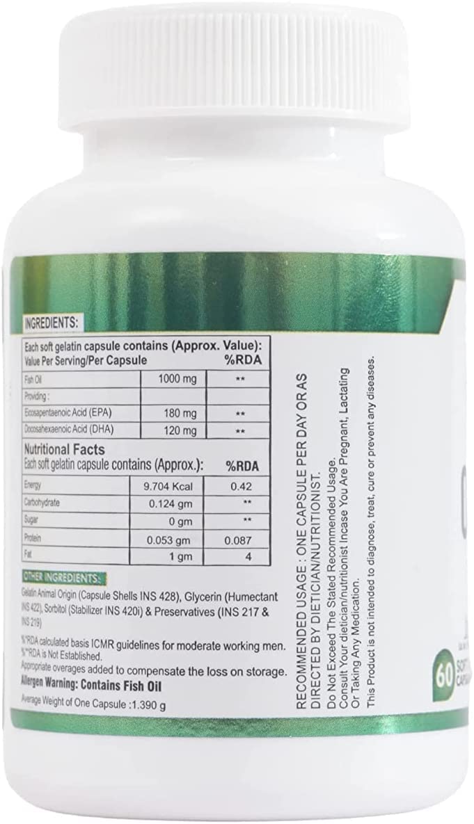 TARIN Nveda Omega 3 Fish Oil 1000 mg - 60 Softgels - image 3