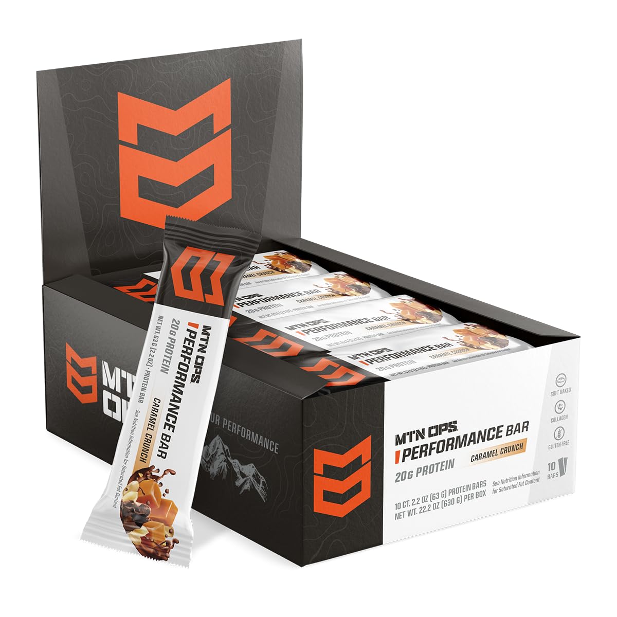 MTN OPS Caramel Crunch Performance Protein Bars - 10 Count