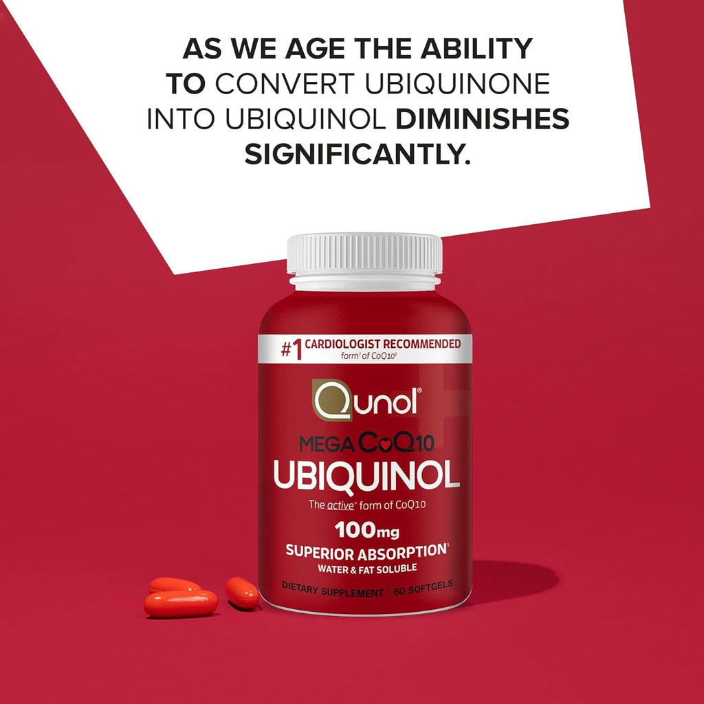 Qunol CoQ10 100mg Softgels, Mega Ubiquinol 100mg