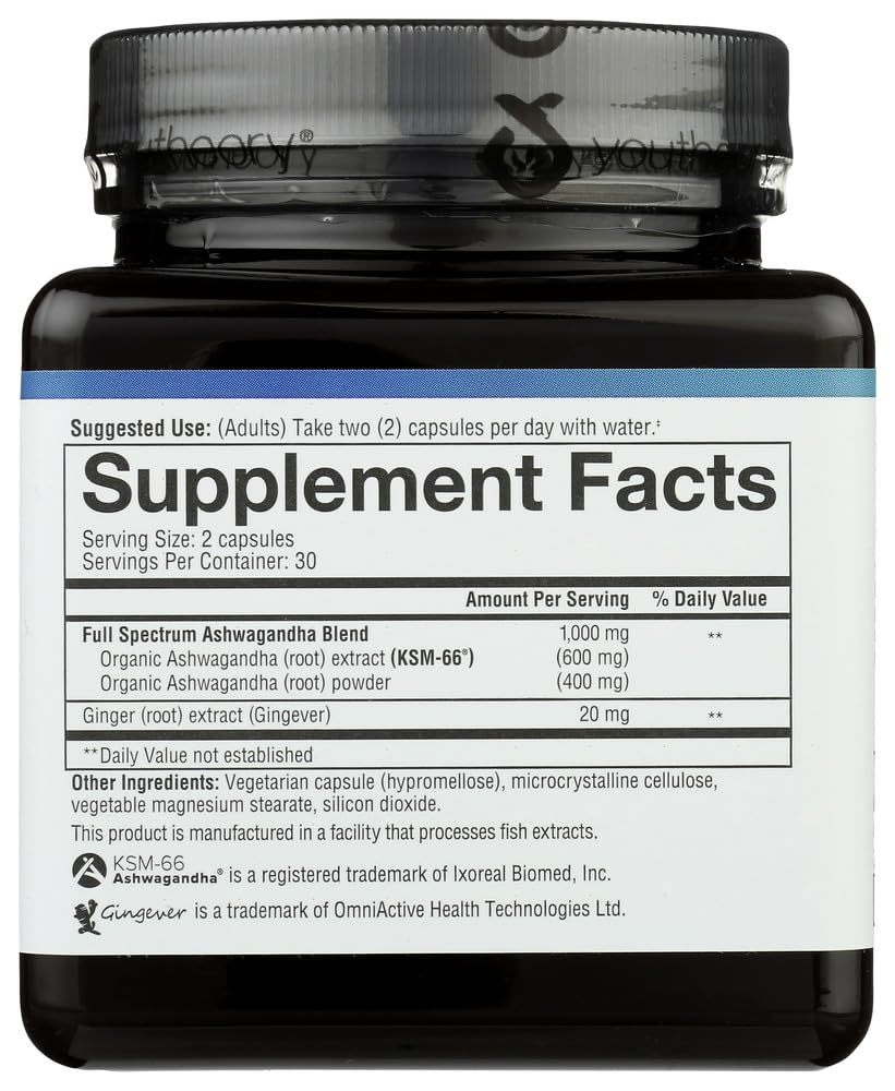 Youtheory Ashwagandha Dietary Supplement Stress Relief - 60 Vegetarian Capsules - image 4