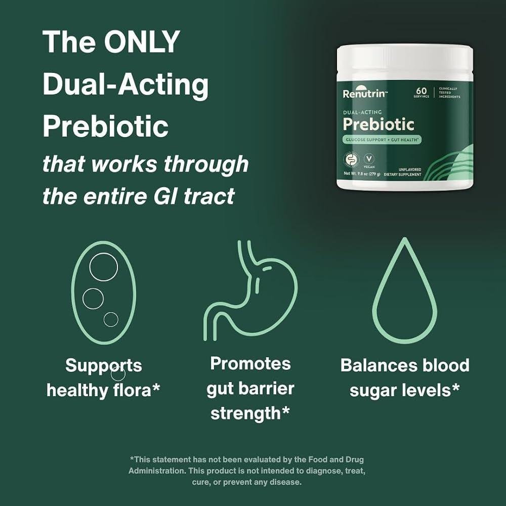 Renutrin Dual-Acting Prebiotic Powder for Digestive Health - 60 Servings - image 2