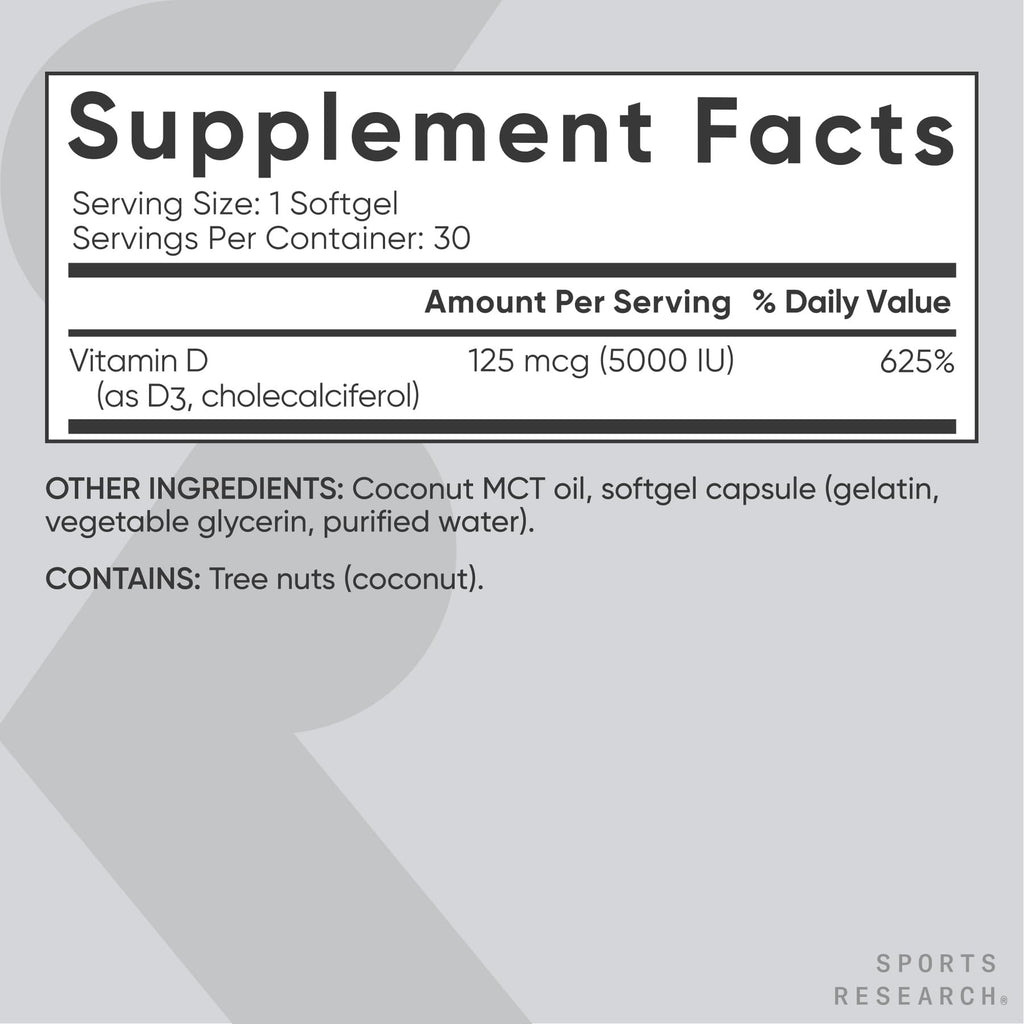 Sports Research® Vitamin D3 with Coconut MCT Oil