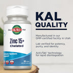 KAL Zinc 15mg Plus Betaine HCl and Trace Minerals - 100 Tablets - image 4