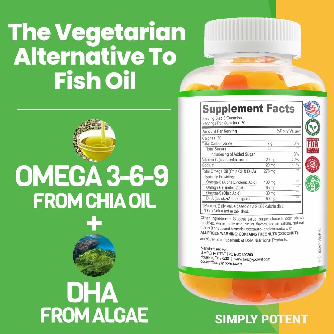 Simply Potent Omega 3 Fish Oil Gummies Plant-Based DHA - 60 Count - image 4