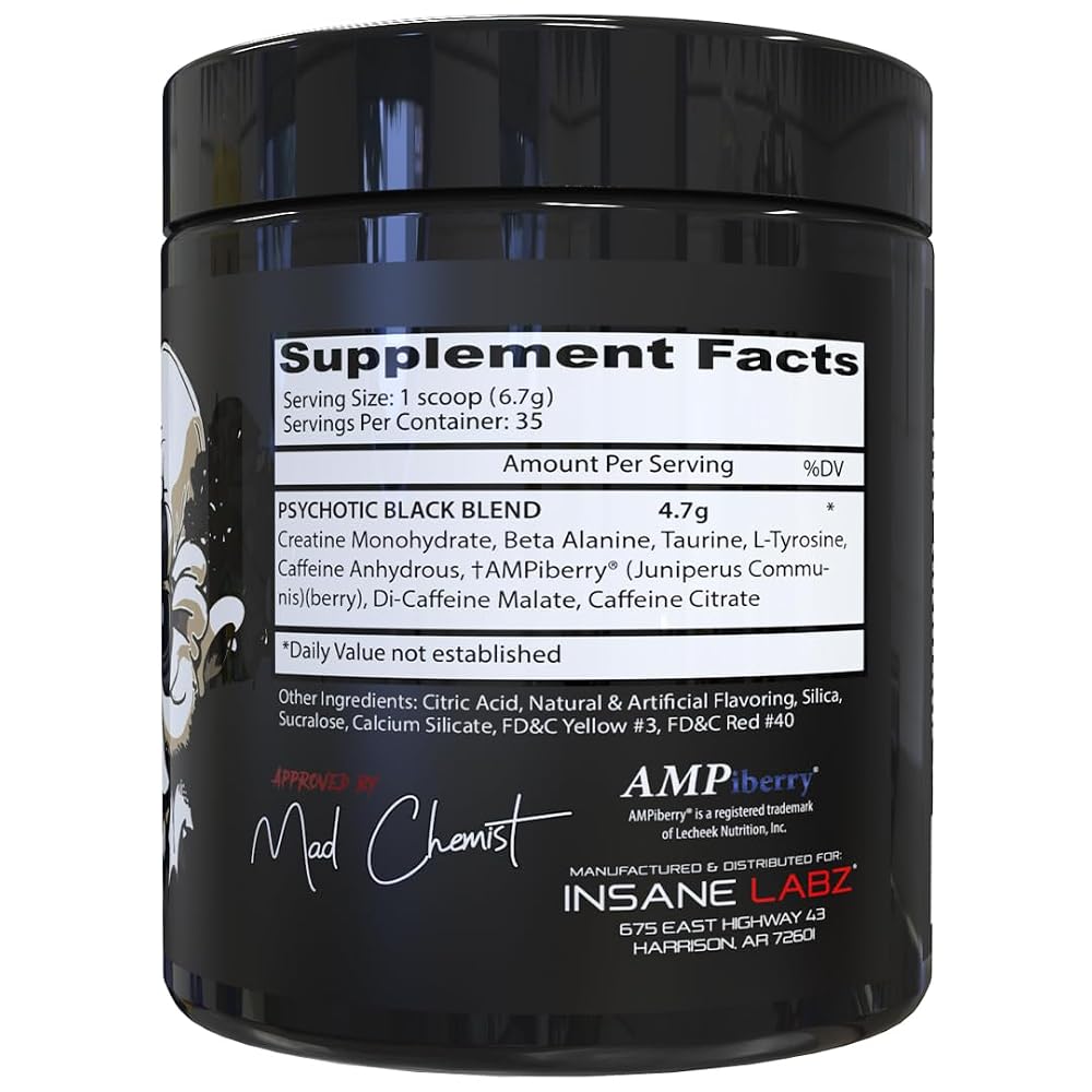 Insane Labz Psychotic Black Edition Mid Stimulant Pre Workout Powder