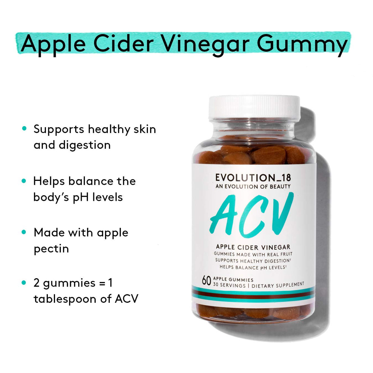 EVOLUTION18 Apple Cider Vinegar Gummy Digestive Support - 60 Gummies - image 5