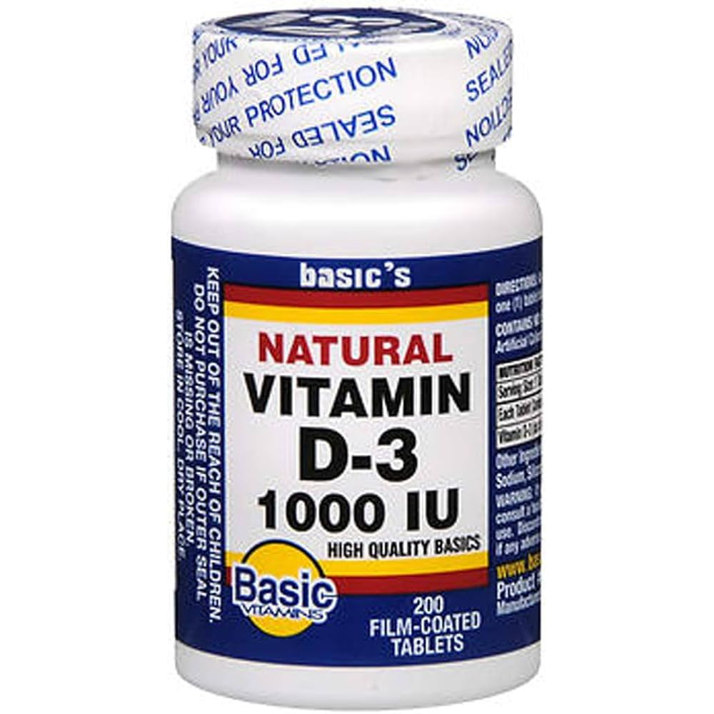 Basic Vitamins Vitamin D-3 1000 IU Tablets - 200 Count
