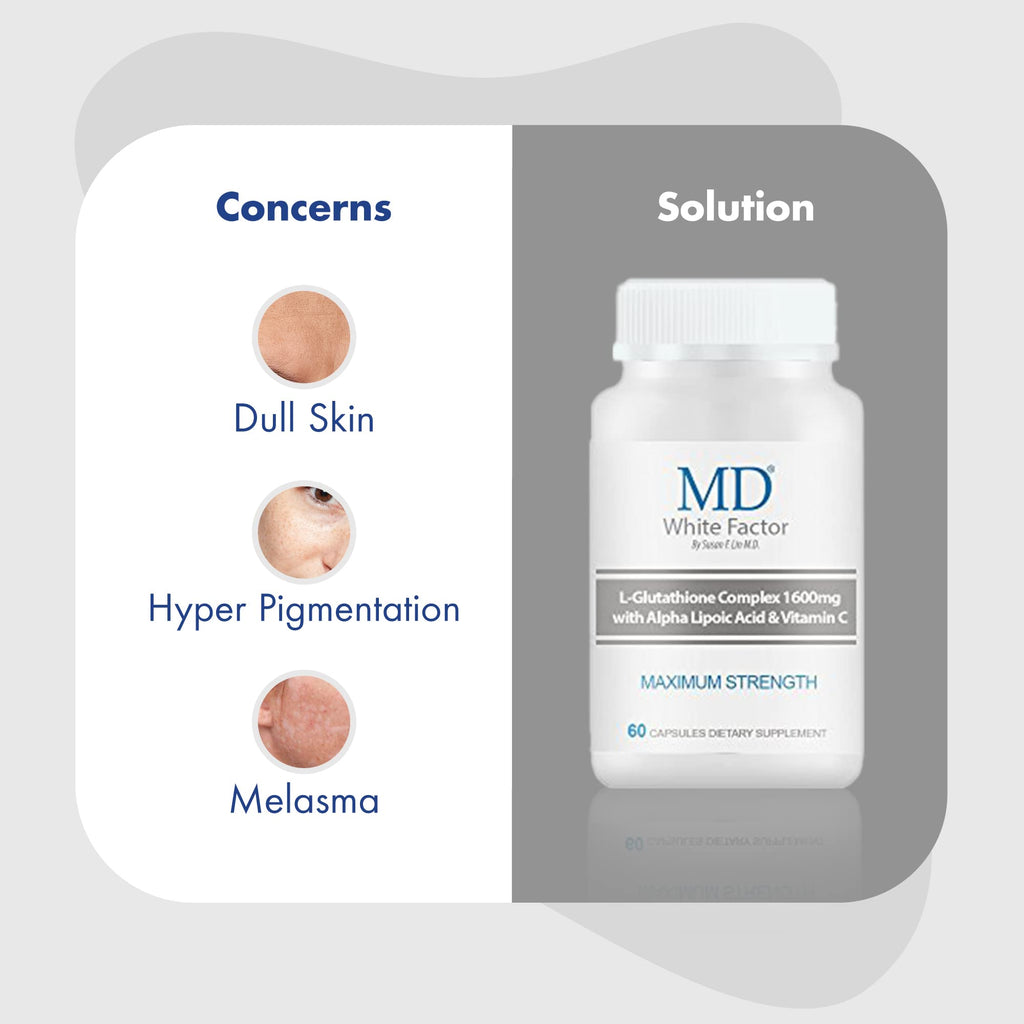 MD White Factor Glutathione Supplement 1600mg - 60 Capsules - image 2