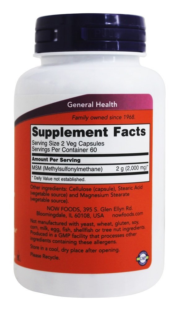 NOW Foods MSM 1000 mg Capsules - 120 Capsules - image 2