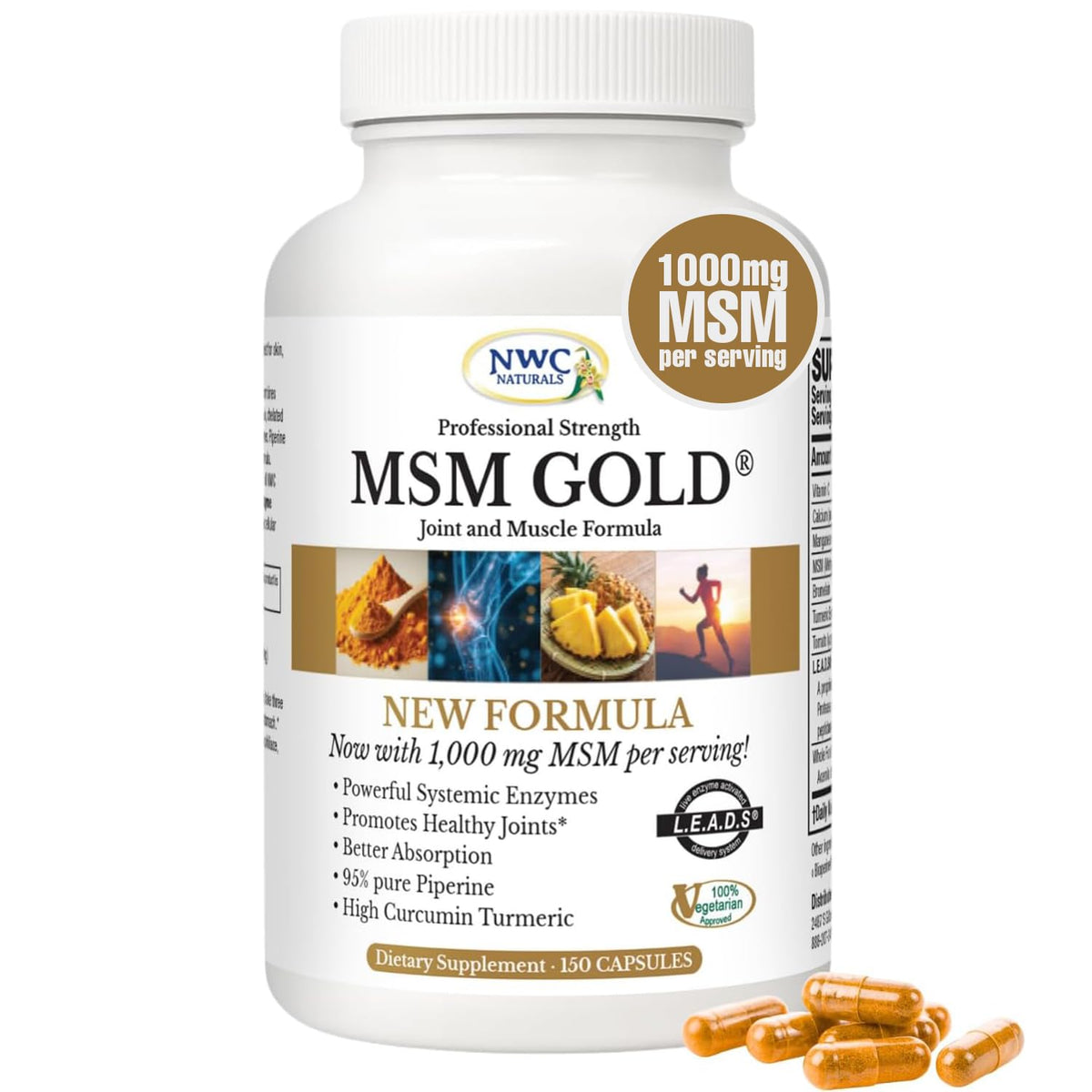 NWC Naturals MSM Gold 1000 mg Joint Support - 150 Capsules