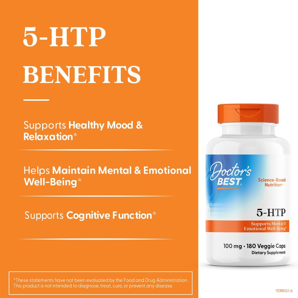 Doctor's Best 5-HTP 100mg Vegetarian Capsules - 180 Count - image 2