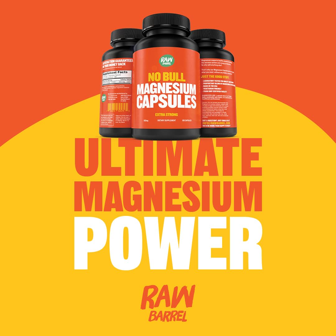 Raw Barrel Magnesium Citrate Oxide 500mg - 180 Capsules - image 2