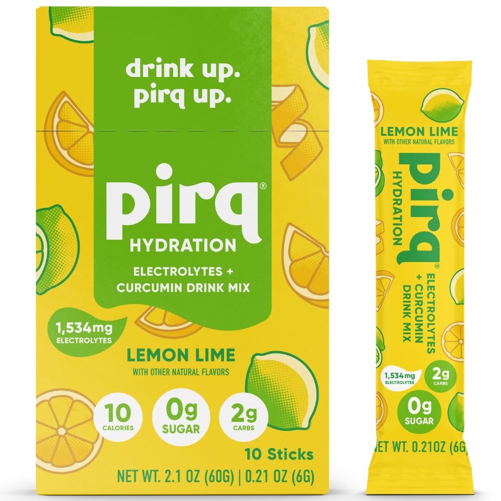 Pirq Hydration Lemon Lime Electrolyte Drink Mix Powder - 10 Sticks