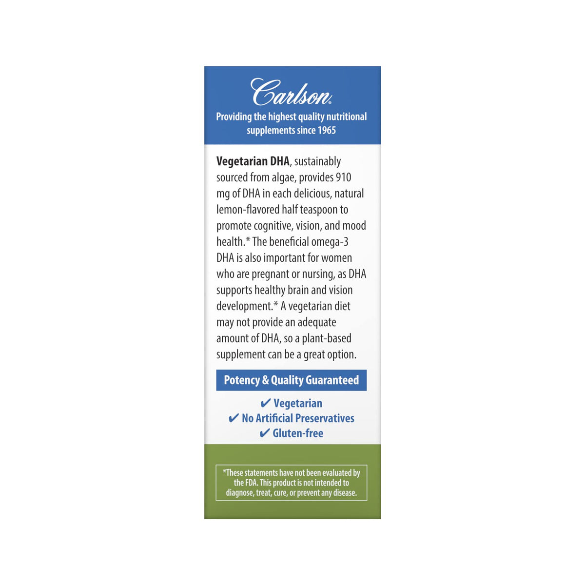 Carlson Vegetarian DHA 910 mg Plant-Based - 60 mL - image 3