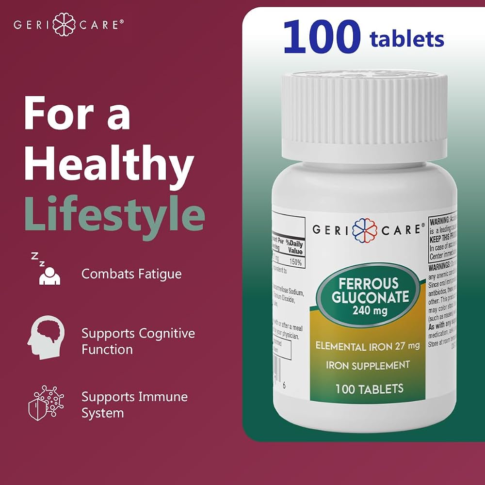 GeriCare Ferrous Gluconate 27mg Iron Tablets - 200 Count - image 4