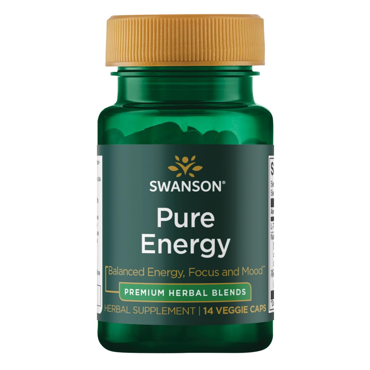 Swanson Ultra Pure Energy Herbal - 14 Vegetarian Capsules