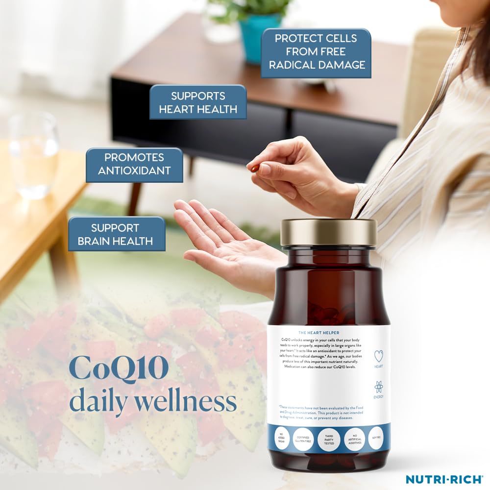 Nutri-Rich CoQ10 100mg Softgels for Heart Health & Energy - 90 Softgels - image 5