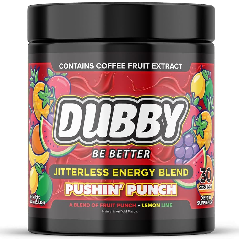 Dubby Sugar Free Energy Drink Powder Fruit Punch Lemon Lime - 30 Servings