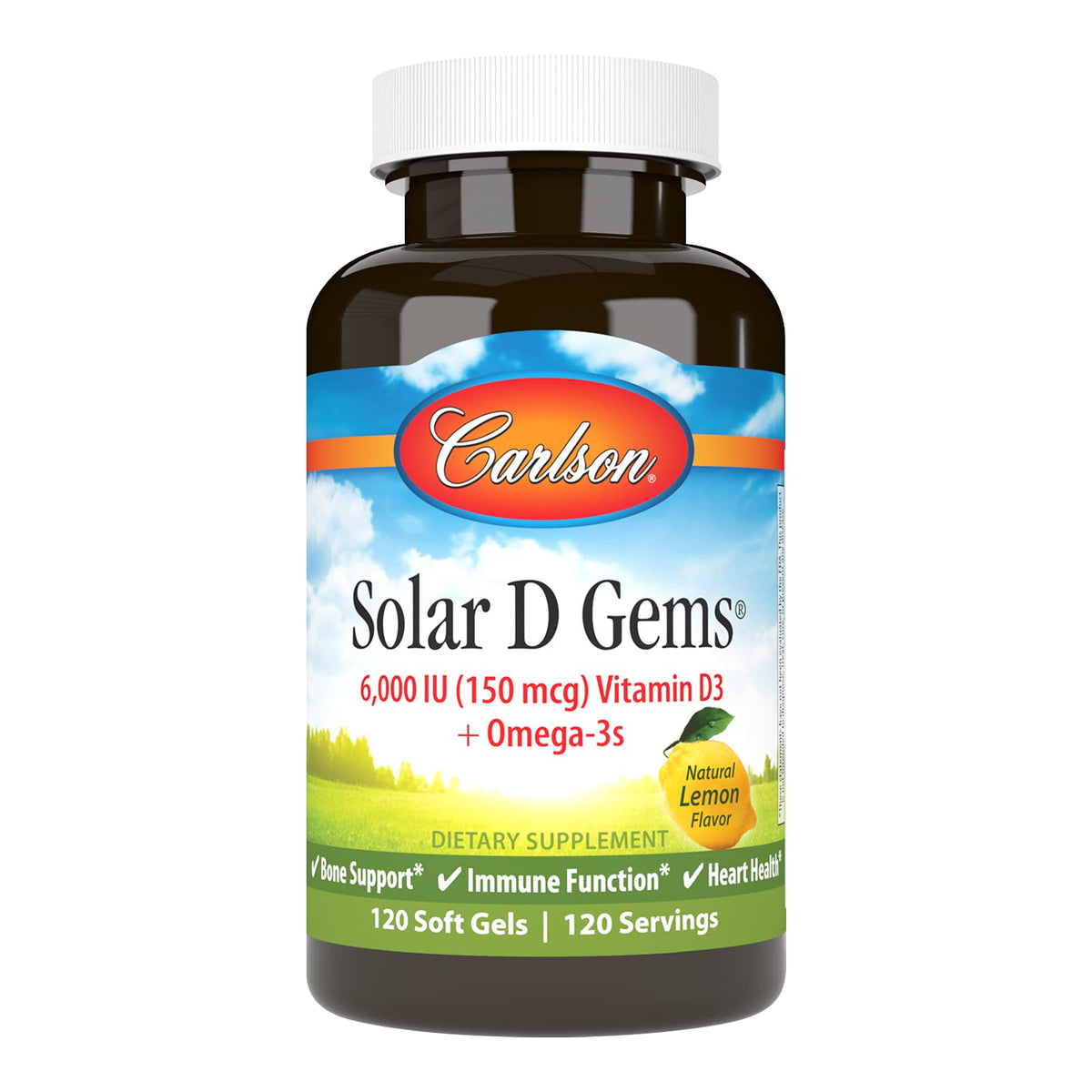 Carlson Solar D Gems Vitamin D3 6000 IU - 120 Softgels
