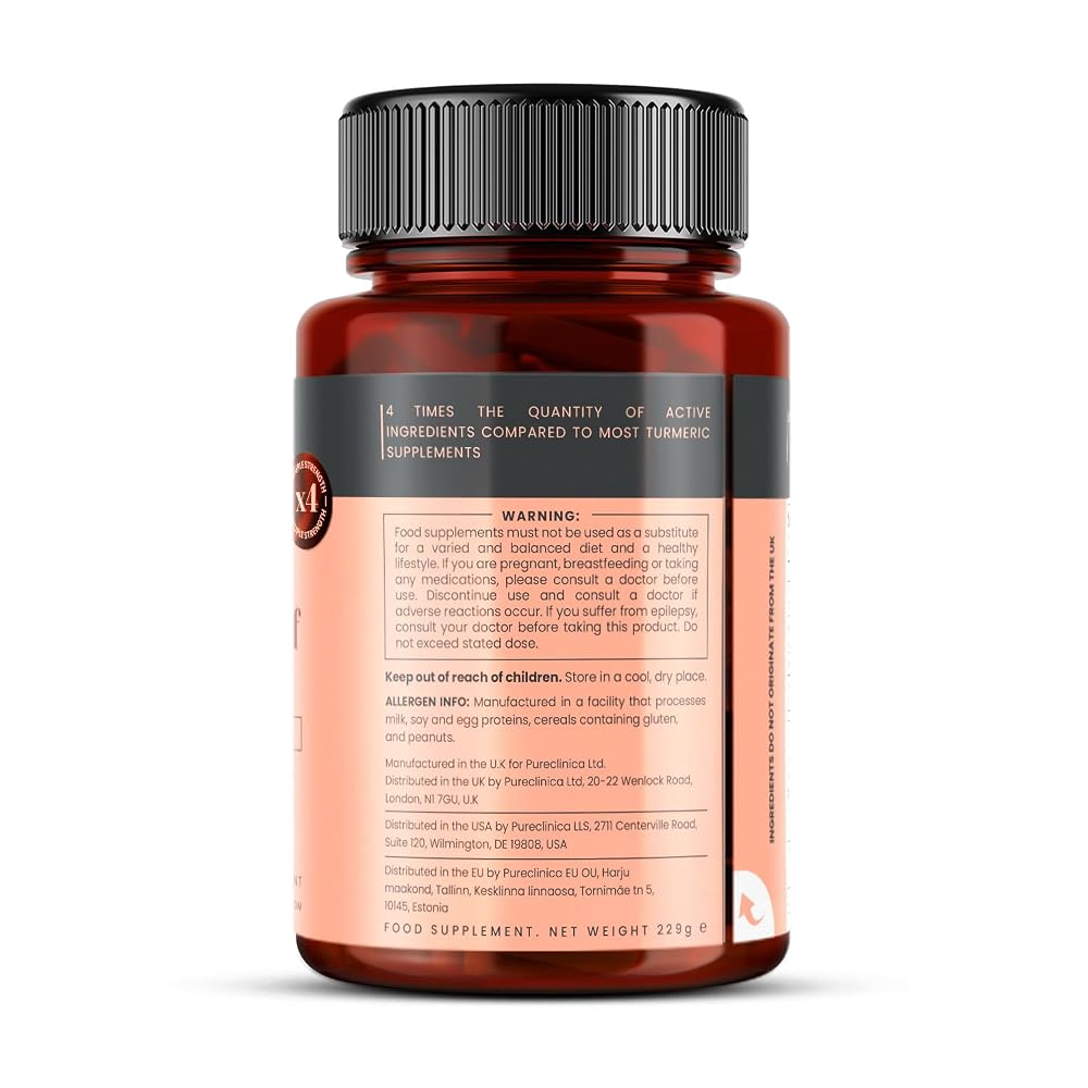 Pureclinica Turmeric Curcumin 1100mg with Black Pepper - 180 Tablets - image 7