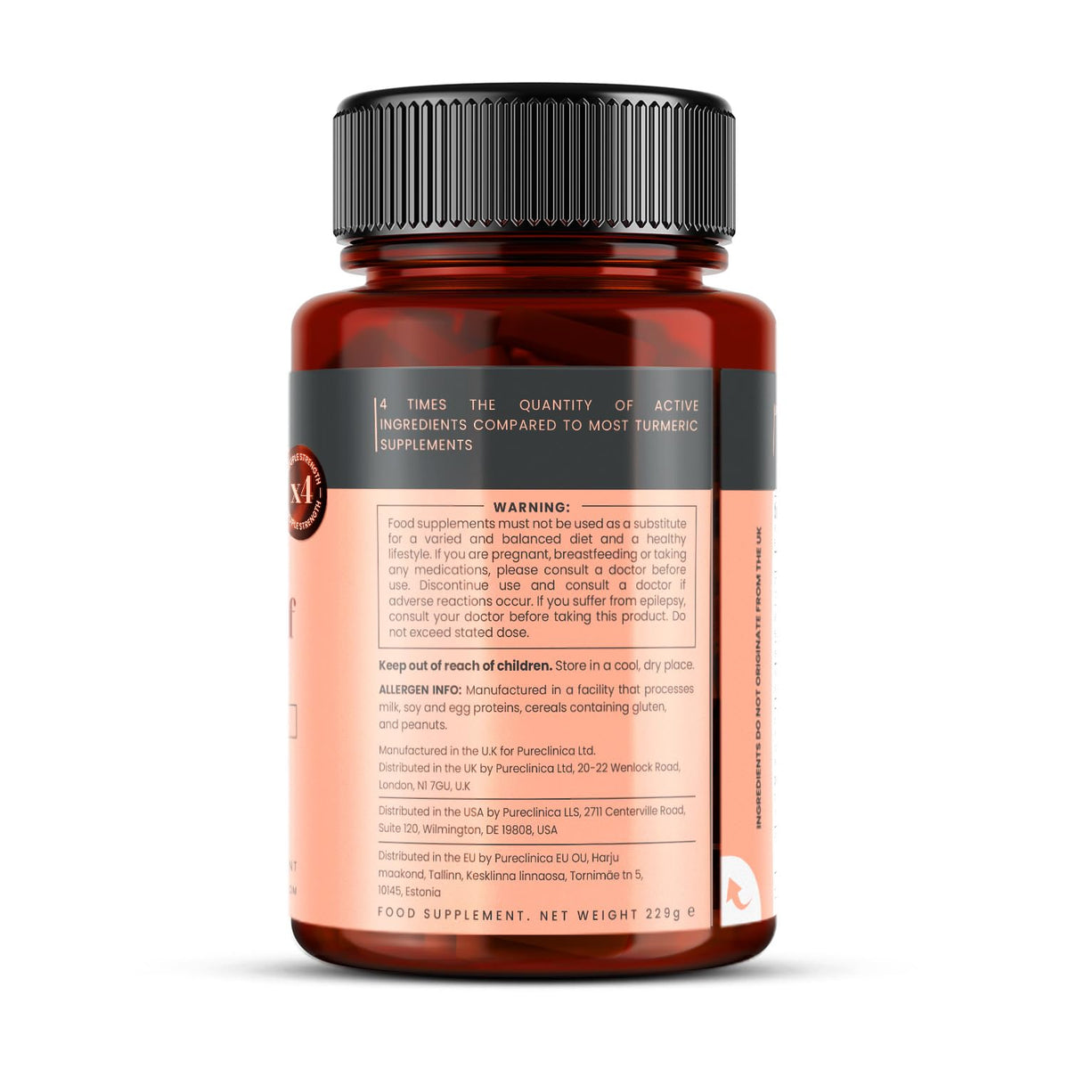 Pureclinica Turmeric Curcumin 1100mg with Black Pepper - 180 Tablets - image 7