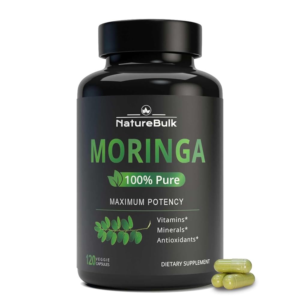 NATUREBULK Moringa Oleifera Leaf Powder 880mg - 120 Capsules