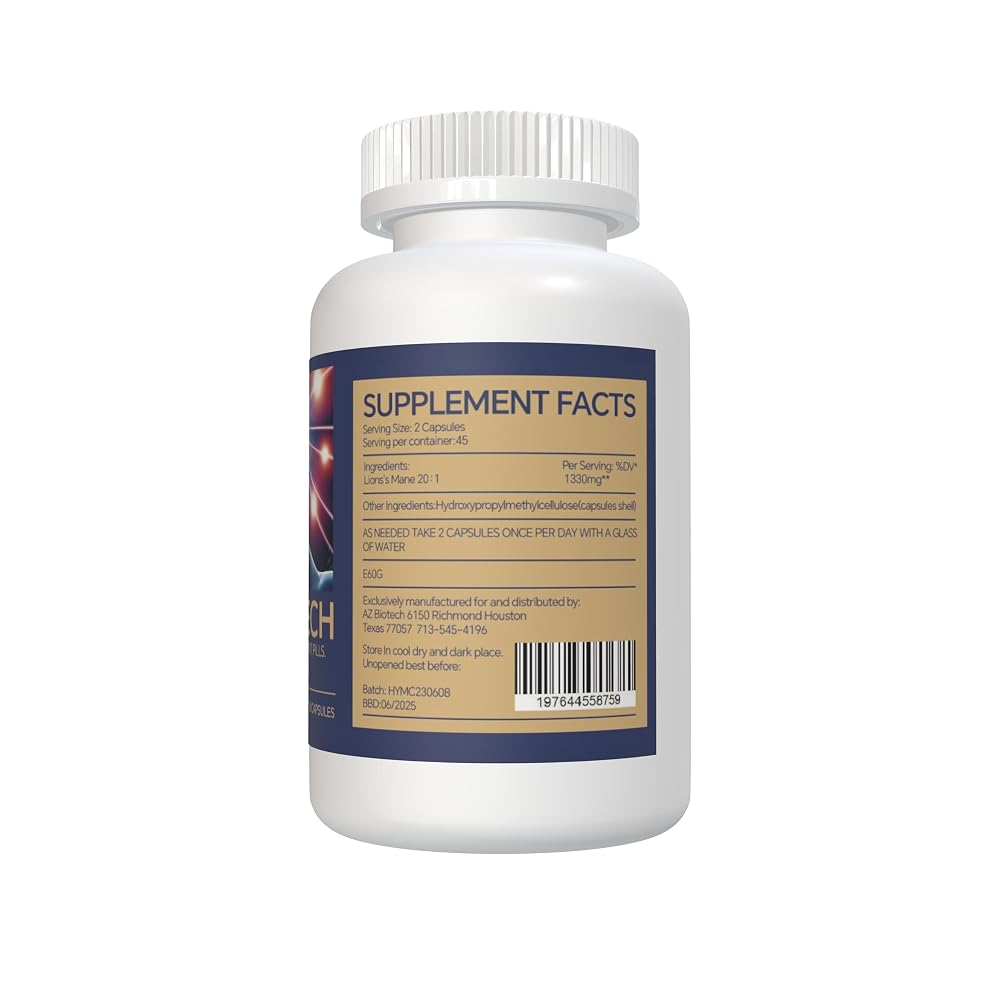 AZ BIOTECH Lions Mane Mushroom Extract Brain Supplement - 90 Capsules - image 6