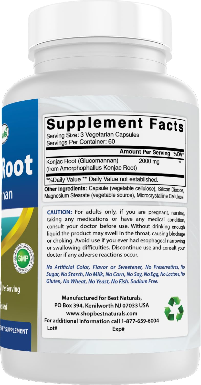 Best Naturals Konjac Glucomannan Root 2000 mg - 360 Vegetarian Capsules - image 6