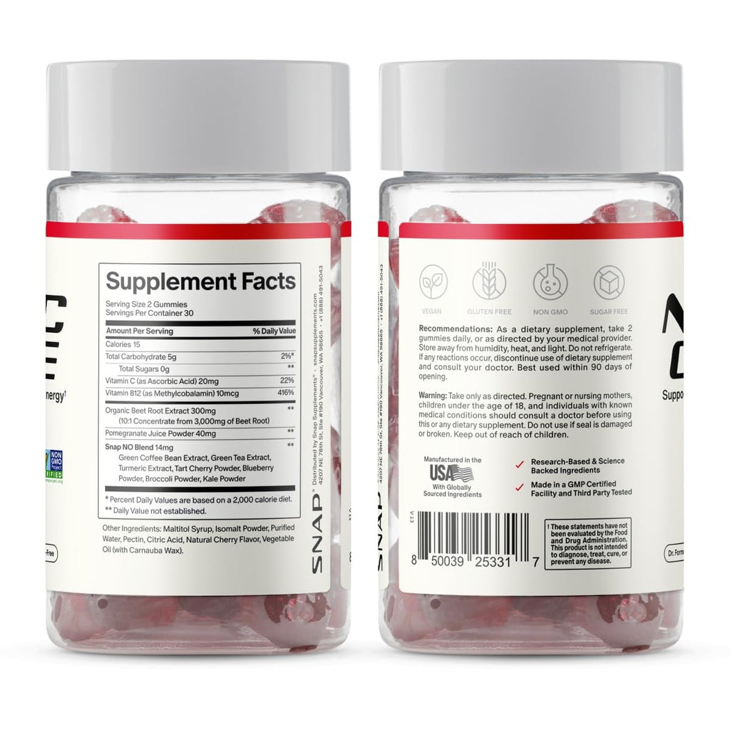 Snap Supplements Nitric Oxide Beet Root Gummies