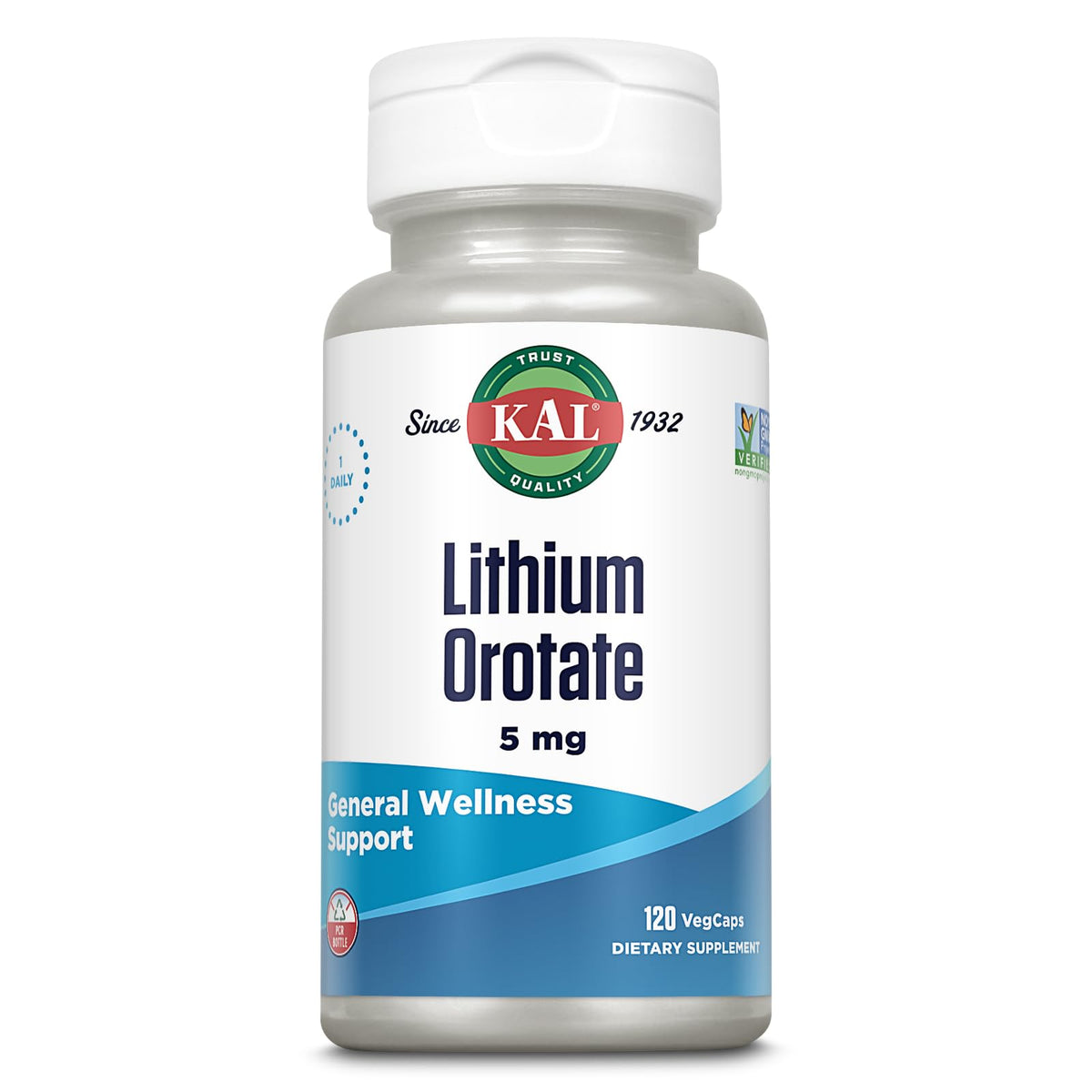 KAL Lithium Orotate 5 mg - 120 Vegetarian Capsules